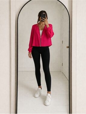 Rag & Bone Vanessa Hot Pink V-Neck All-Season Zip Front jacket